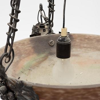 An Art Nouveau ceiling lamp from Muller Frères, Lunéville, France, beginning of the 20th century.