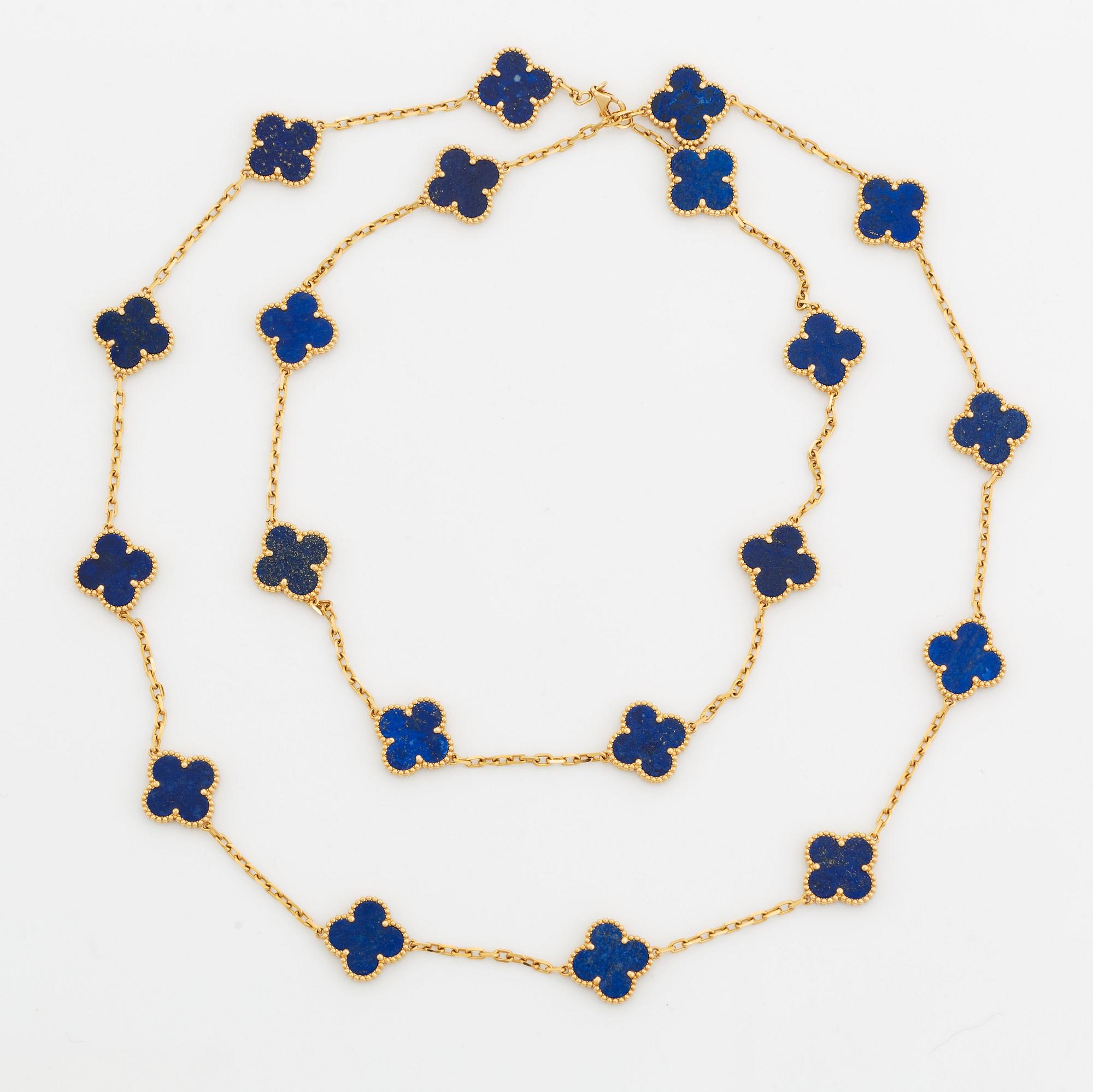 Van Cleef & Arpels collier "Alhambra" 18K guld med lapis lazuli.