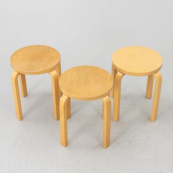 Alvar Aalto, stools, 3 pcs, model E60, Artek, Finland.