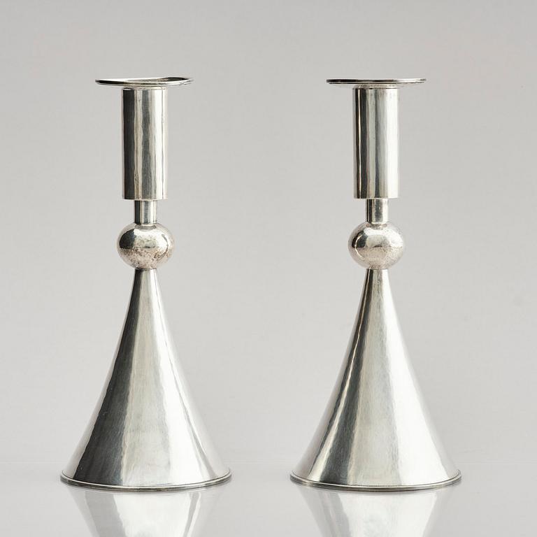 A pair of Swedish sterling silver candlesticks, marks of Sigurd Persson, Stockholm 1959.