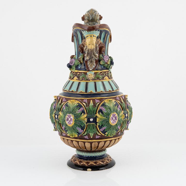Wilhelm Schiller & Sons, a majolica pitcher, late 19th century.