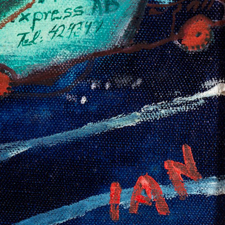 IAN RUSTH, oil on canvas, signed. Dated -77 verso.