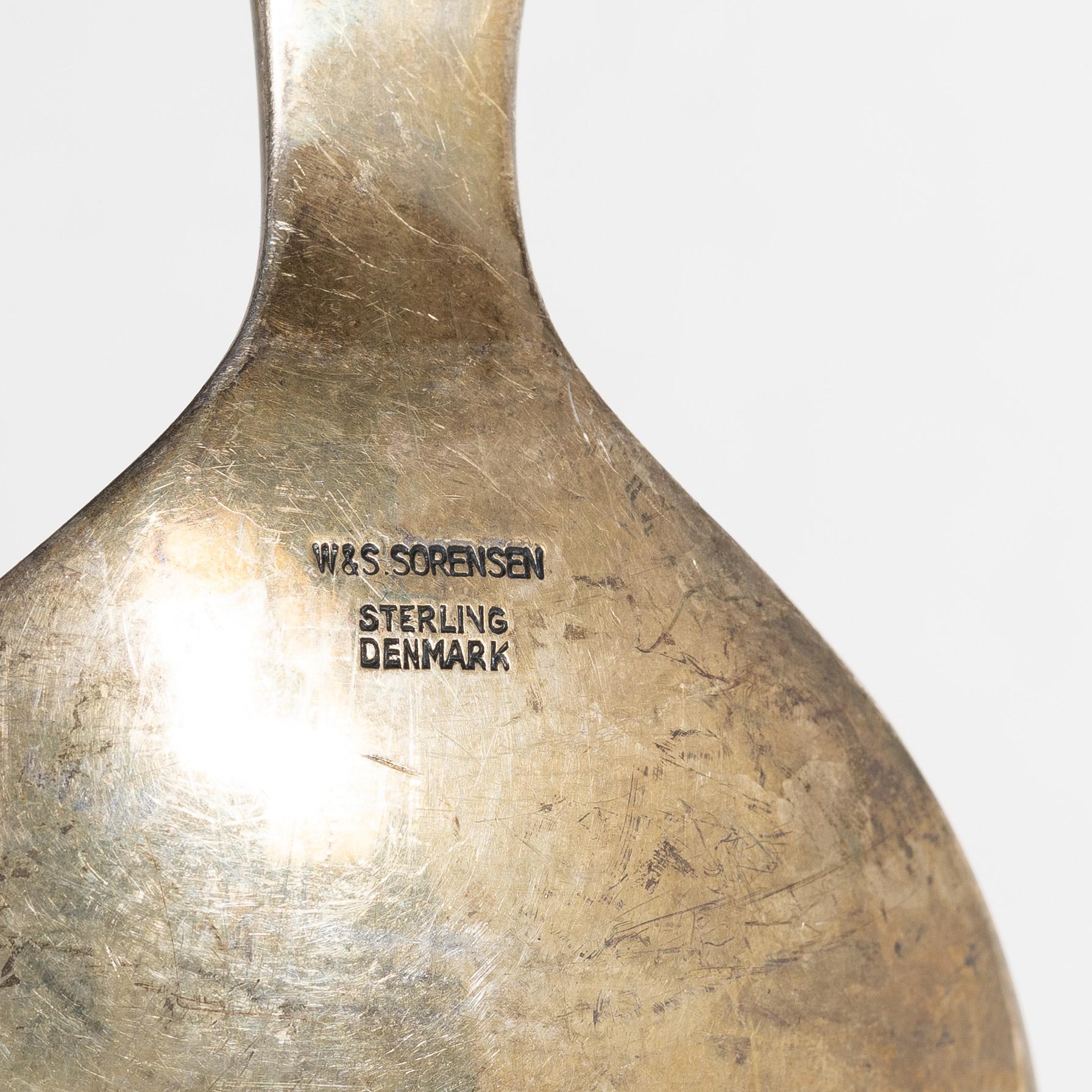 A pair of silver salad cutlery, mark of W&S Sörensen, Horsens, Denmark, 20th century.