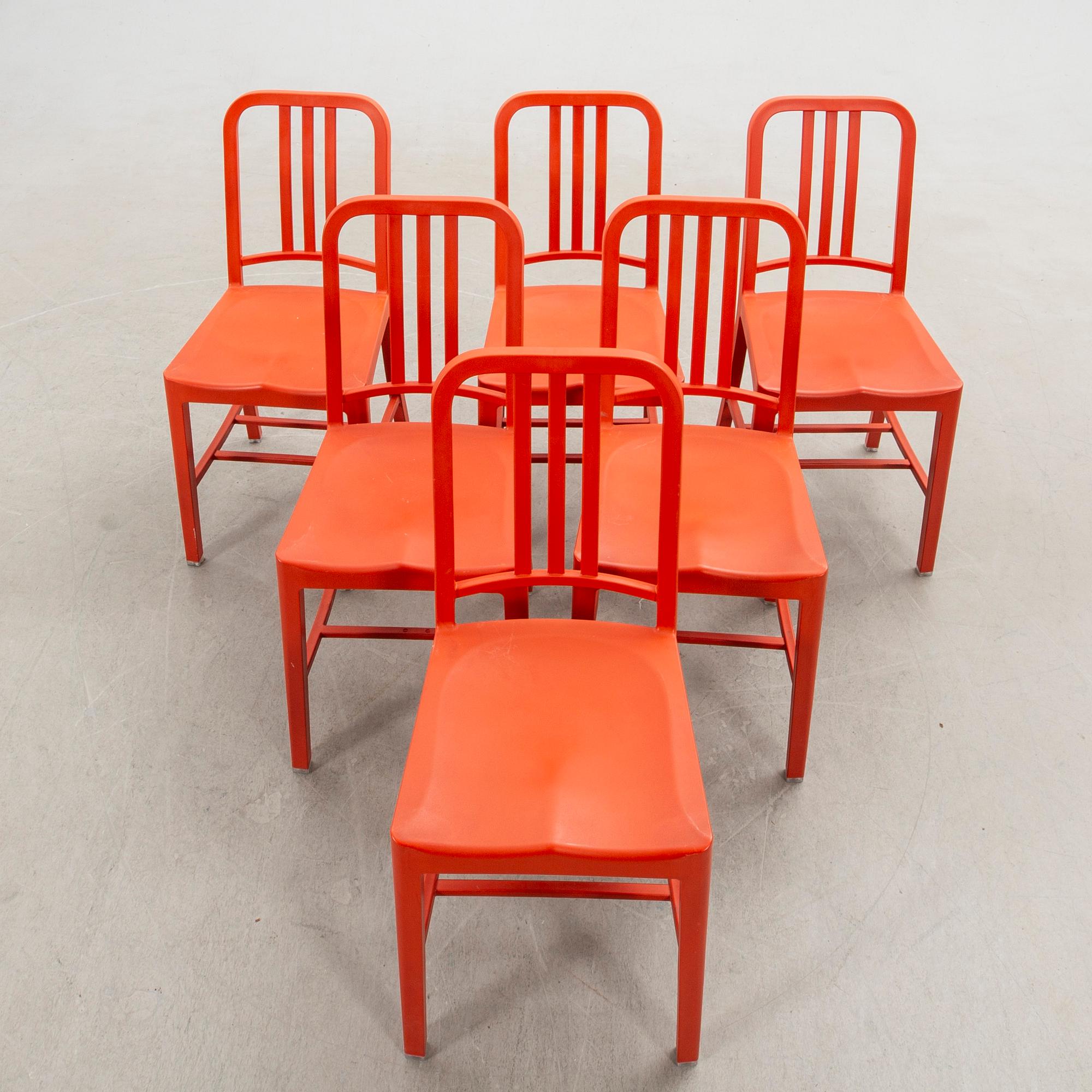 Chairs, 6 pcs, "111 Navy Chair", Emeco & Coca-Cola. USA 21st century.