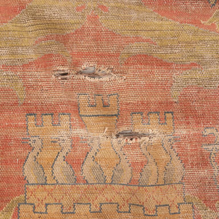 An antique Sapnish figural carpet, ca  676 x 509 cm.