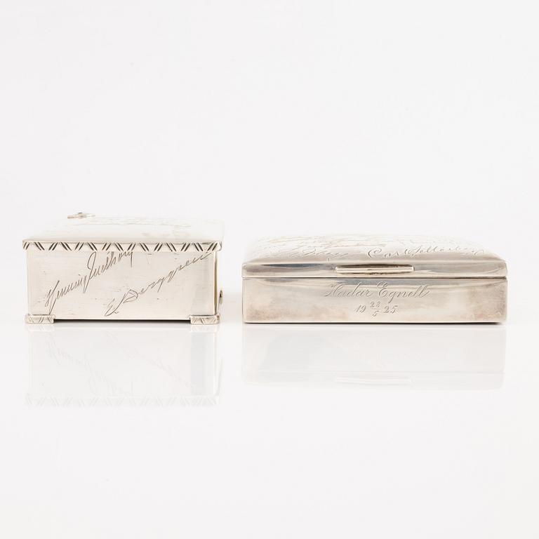 Cigarette cases 2 pcs, silver, CG Hallberg 1925 and 1934.