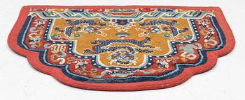 An Antique Tibetan throne rug, c 66 x 81 cm.