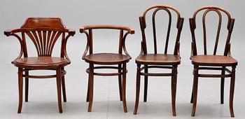 KARMSTOLAR, 2 st , STOLAR, 2 st samt PALL, bl a Thonet, 1900-talets första hälft.