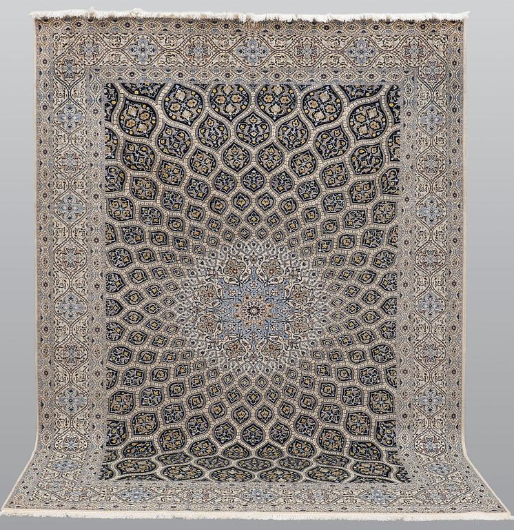 A part silk Nain carpet, so called 6 LAA, ca 306 x 215 cm.