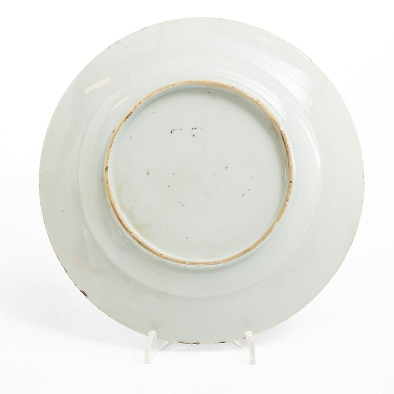 A set of seven powder blue dishes, Qing dynasty, 19th century.