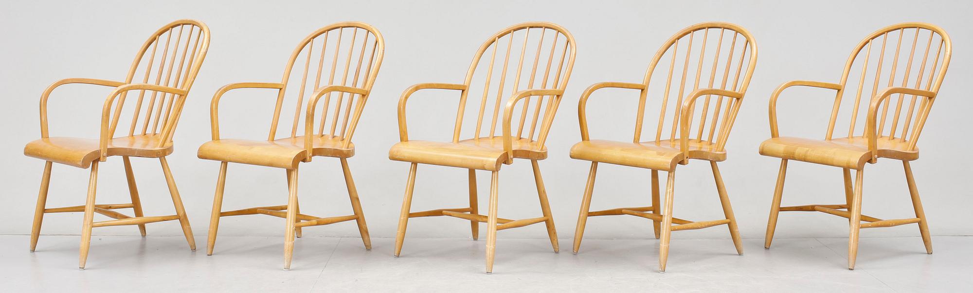 KARMSTOLAR, 5 st, Windsormodell, 1900-tal.