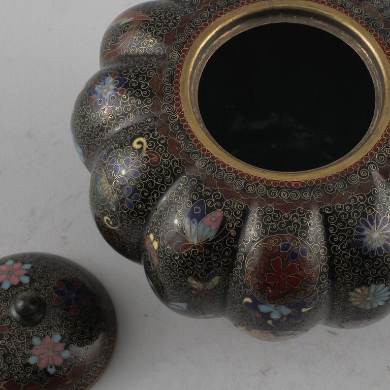 LOCKASK, cloisonné, orientalisk, 1900-tal.
