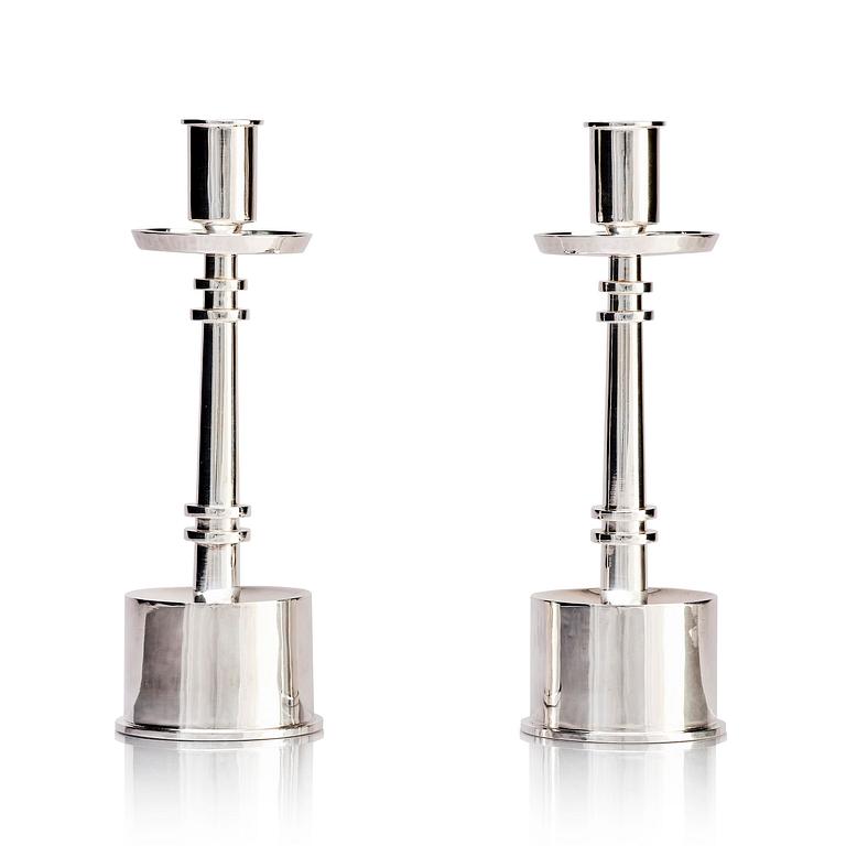 Claës Giertta, a pair of silver candlesticks, Stockholm 1965.