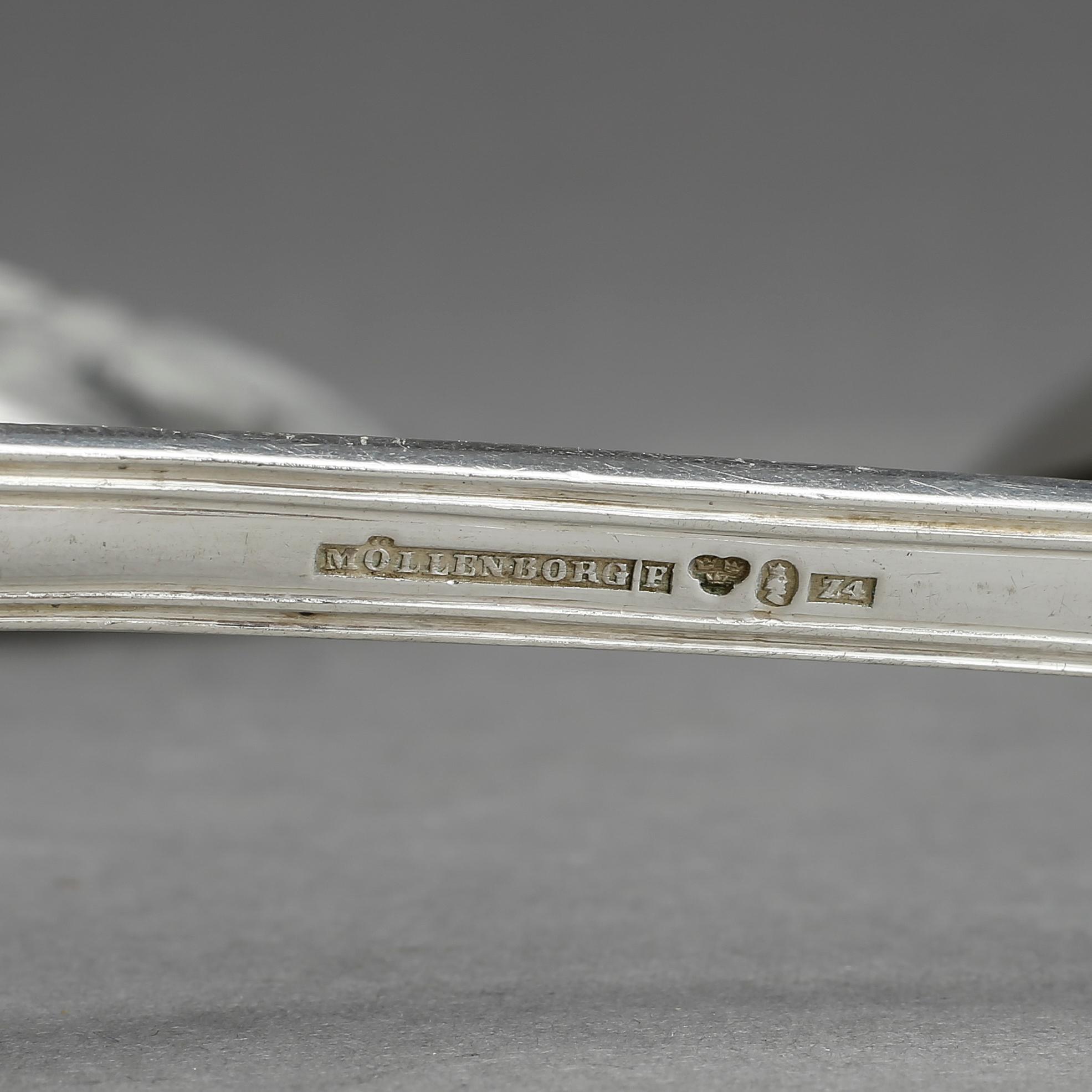 SKEDAR, 9 st, silver, Gustaf Möllenborg Feron, Stockholm 1854. Ca 733 gram.