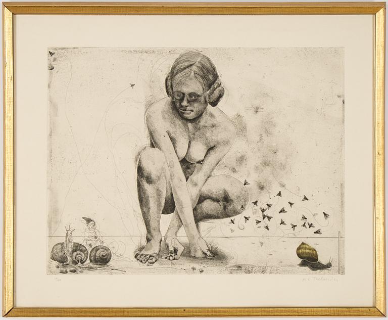 PG Thelander, etching in colours, 1975, signed 17/100.