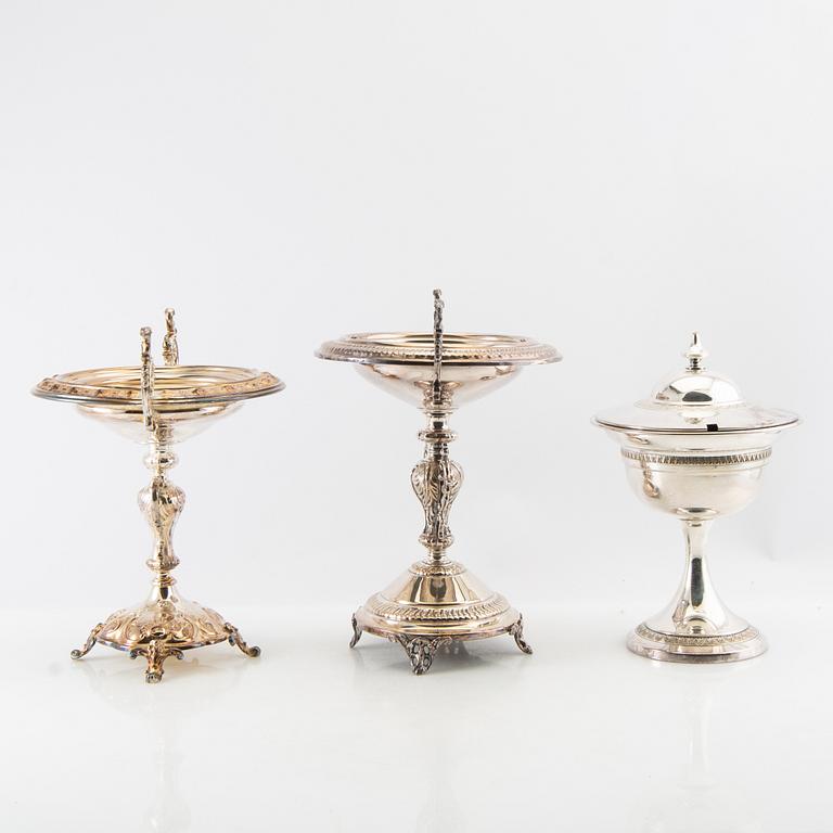Sugar bowls 3 pcs, silver plate, early 20th century.