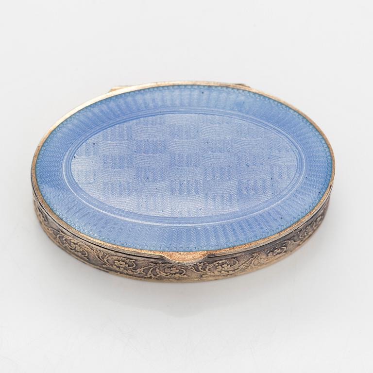 A gilded silver and enamel box, Marius Hammer, Norway, and a pendant in silver and enamel.