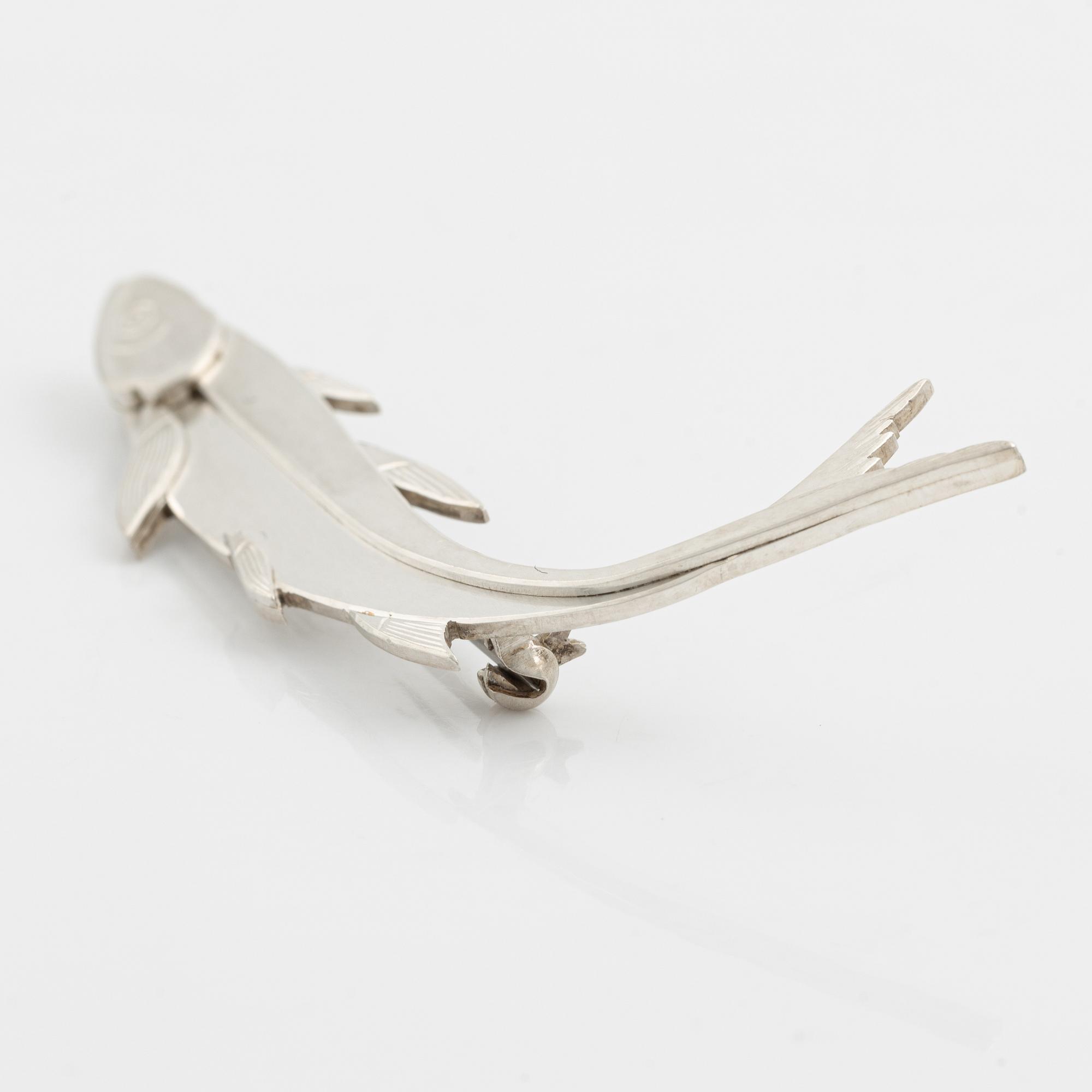 Wiwen Nilsson, a sterling silver fish brooch, Lund 1956.