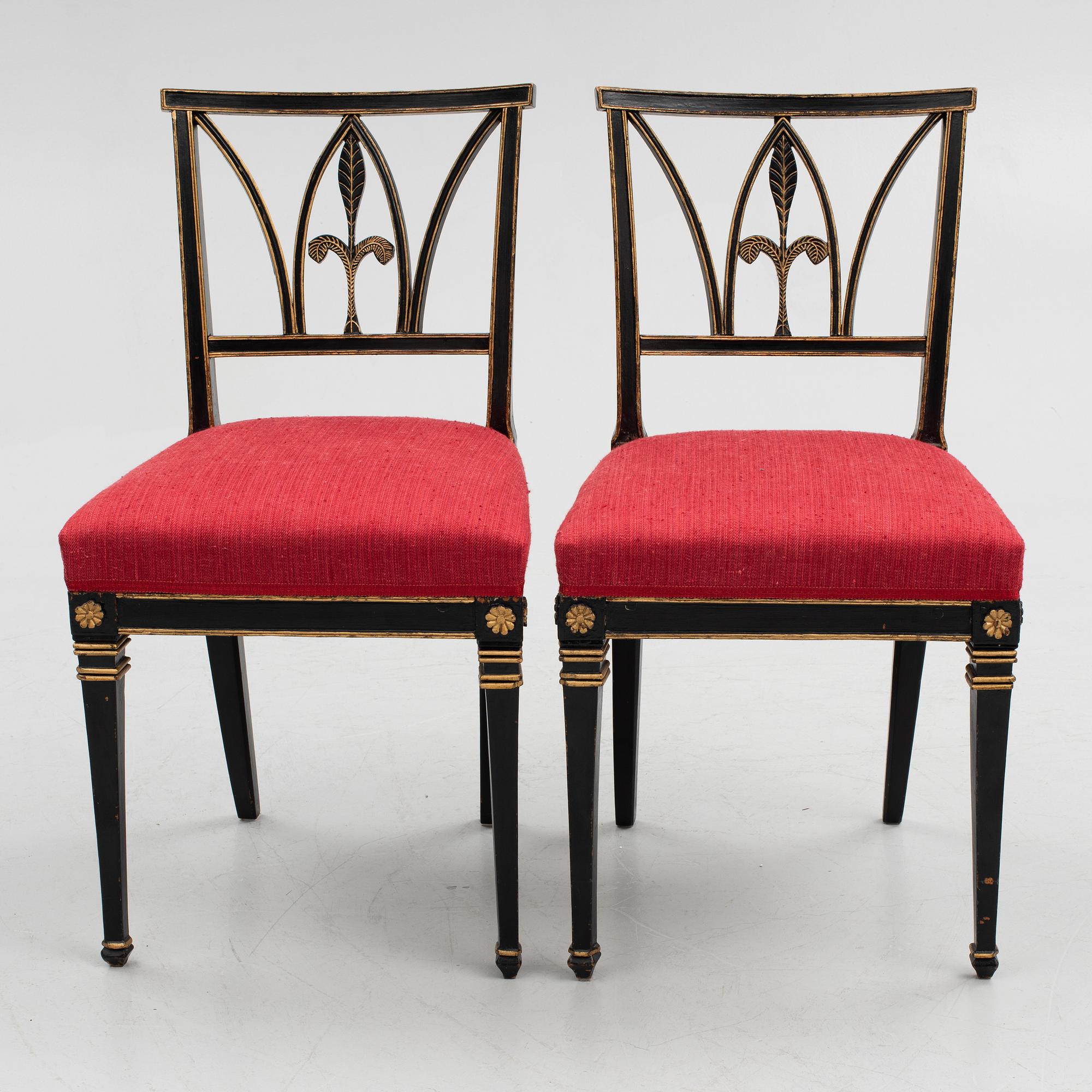 A pair of chairs, Lindome, one signed Nils Thorsson, Ingemantorp, first half of the 19th Century.