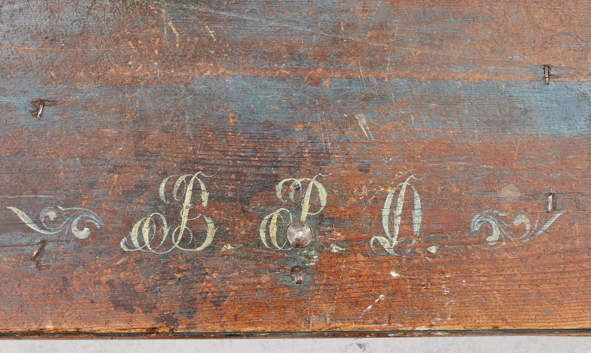 A painted chest, dated 1831.