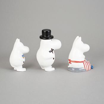 FIGURINER, 3 st, keramik, "Mumin",  Arabia, 1900-talets slut.