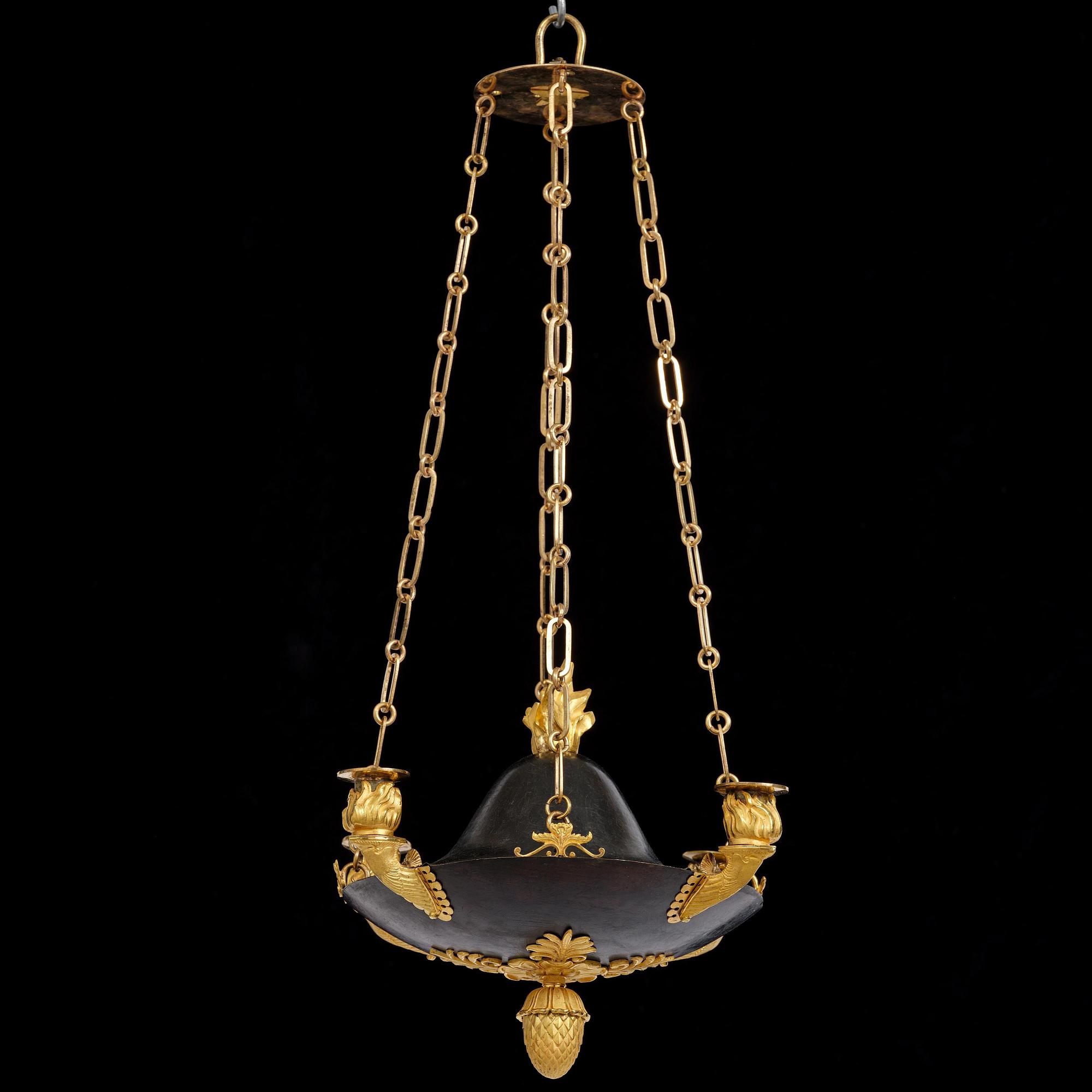 A Swedish Empire four-light hanging-lamp, first part of the 19th century.