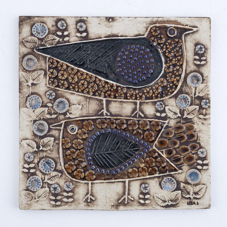 Lisa Larson, two stoneware wall reliefs, Gustavsberg.