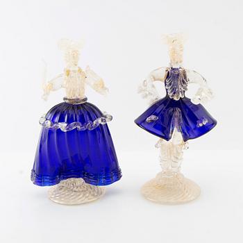 Figuriner 1 par, Murano Venedig 1900-talets andra hälft glas.