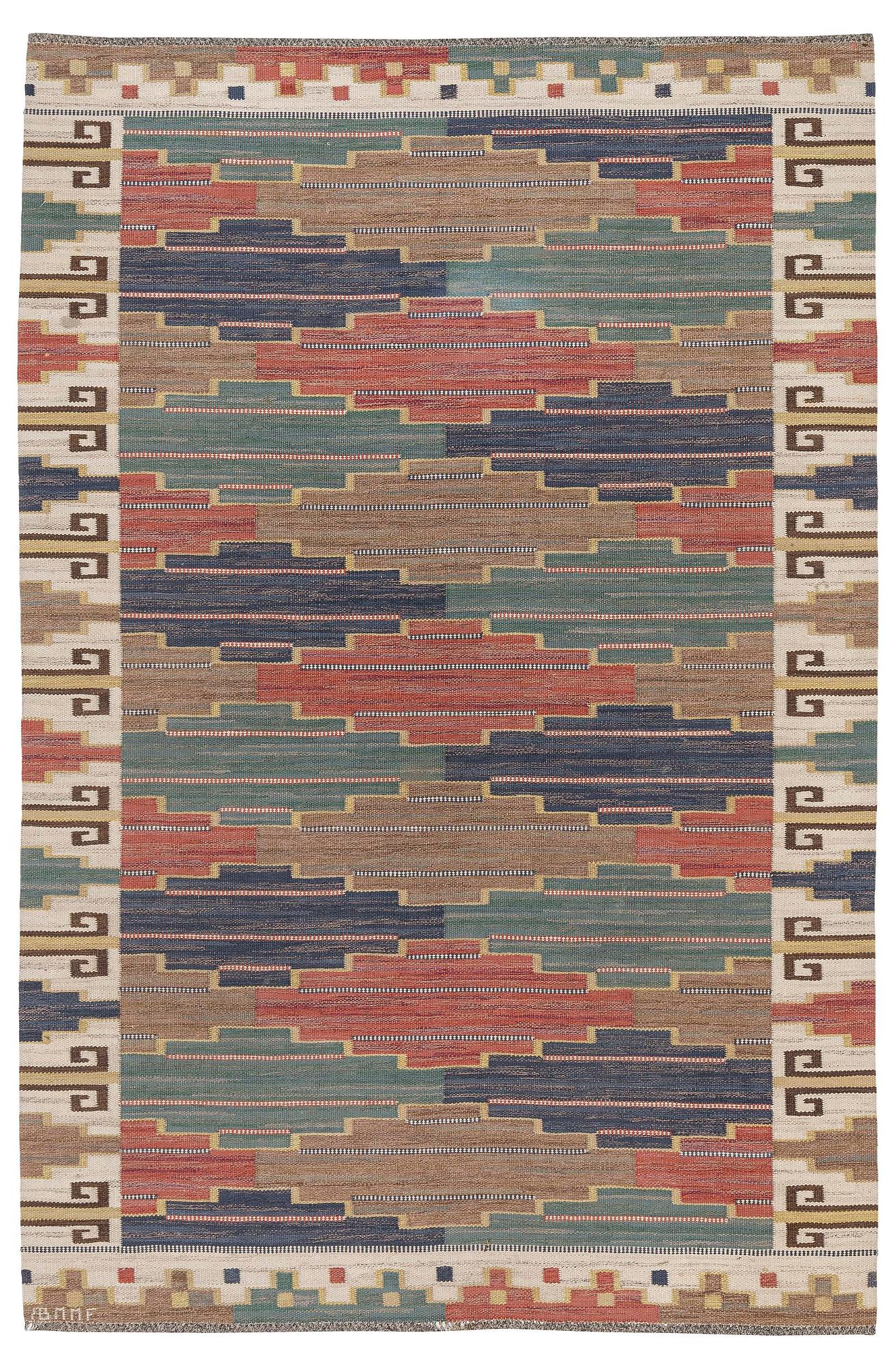 Märta Måås-Fjetterström, a 'Blå heden' carpet , flat weave, c. 303 x 202 cm, signed AB MMF.