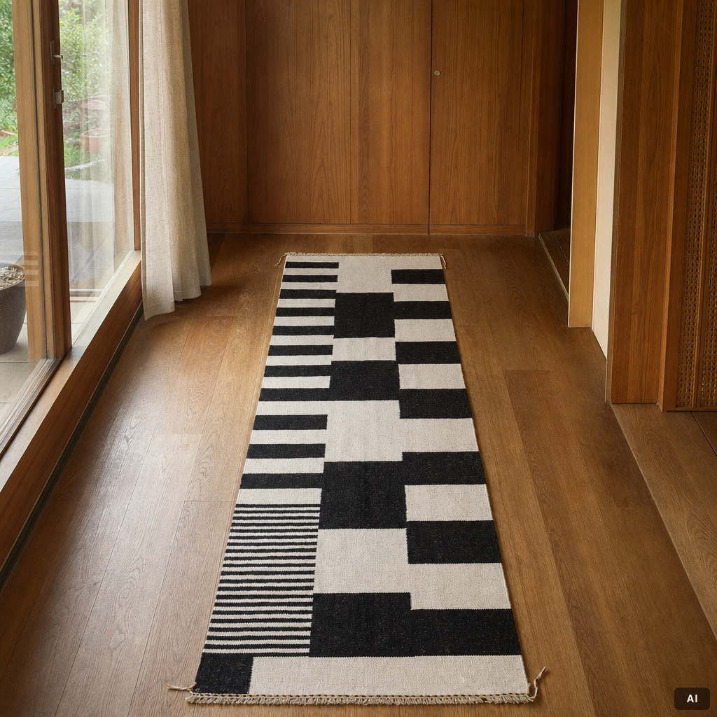 Gallerimatta, Kelim, ca 294 x 92 cm.