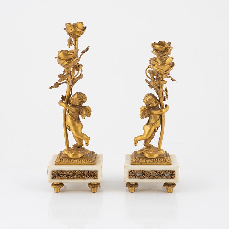 A pair of Louis XVI style candelabras, 20th century.