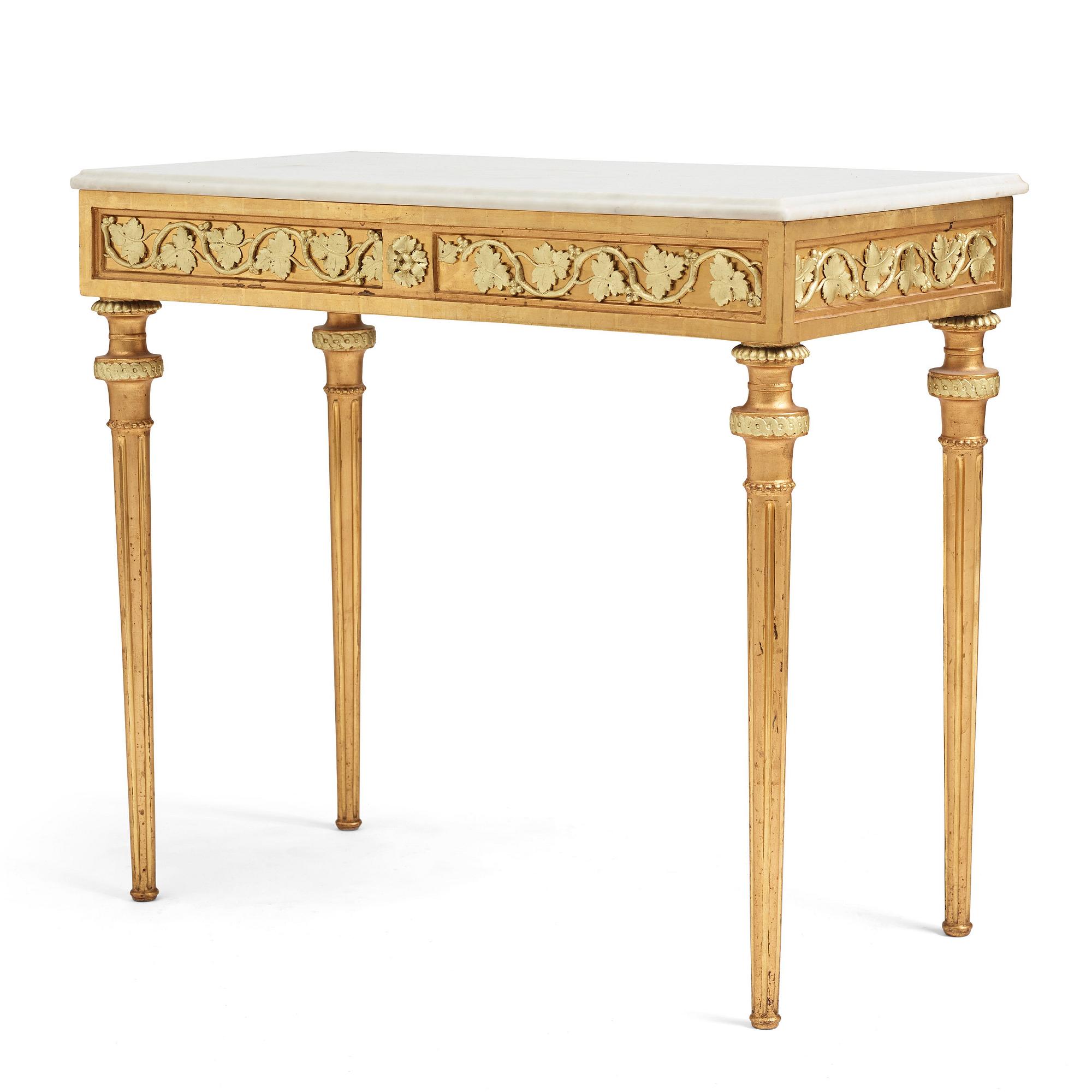 A late Gustavian console table in the manner of P Ljung, late 18th Century.