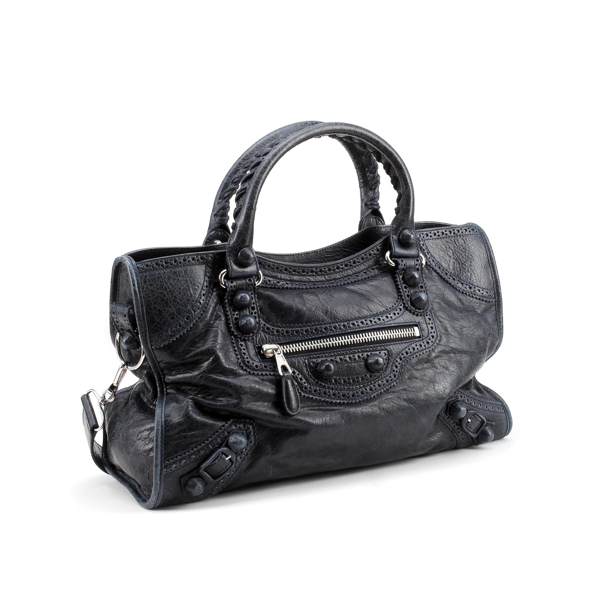 BALENCIAGA, a blue leather bag, ”Brogue City".