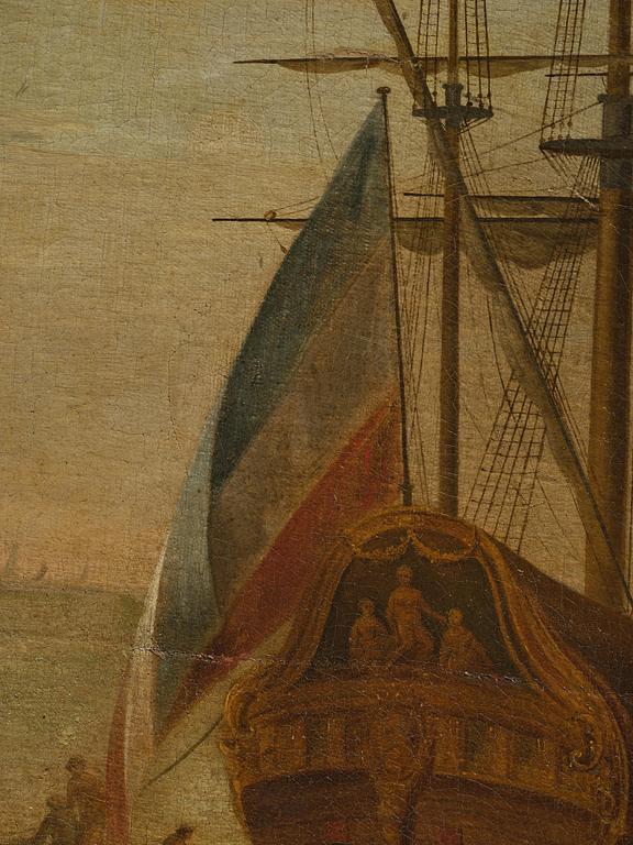 Claude Joseph Vernet, hans efterföljd, Hamnscen med båtar och figurer.