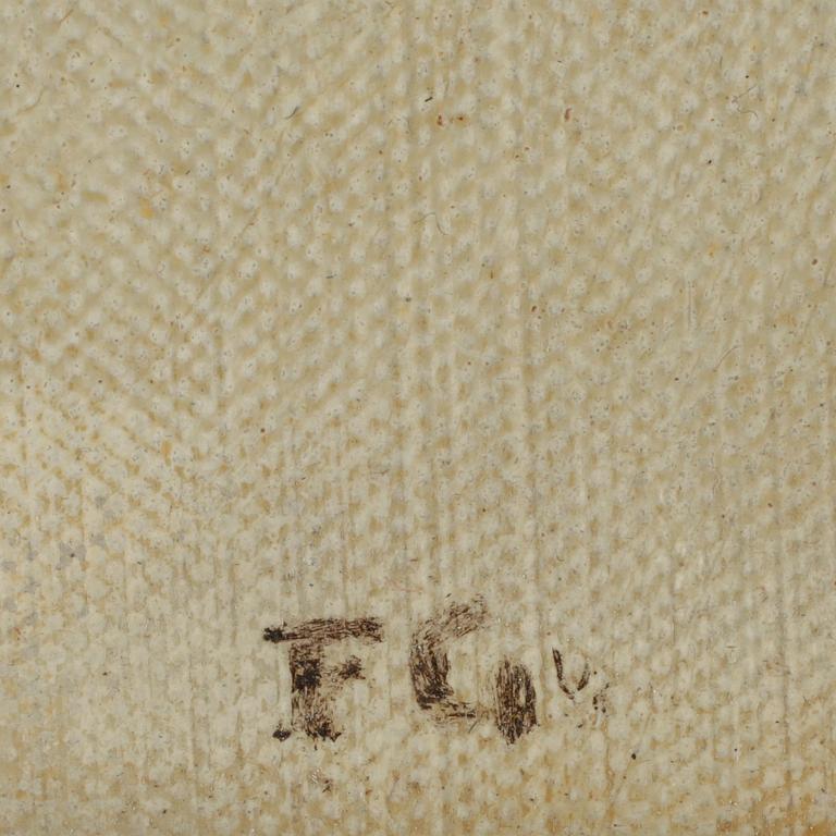 OKÄND KONSTNÄR, olja på pannå. Otydl sign samt monogramsign FG o dat 1914.
