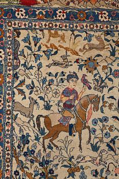 MATTO, a semi-antique Teheran probably, a figural part silk, ca 347,5-345,5 x 242 cm.
