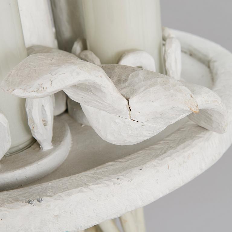 KOSTI AHONEN, sculpture/lamp, wood, glass, signed and dated 1986.