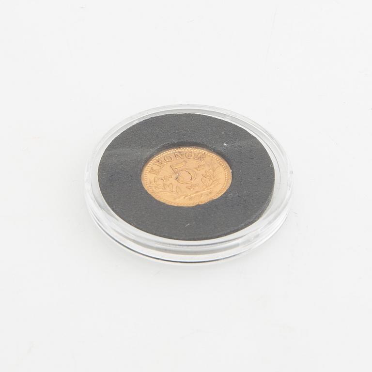 Guldmynt Sverige, Oscar II 5 kr, 1901.