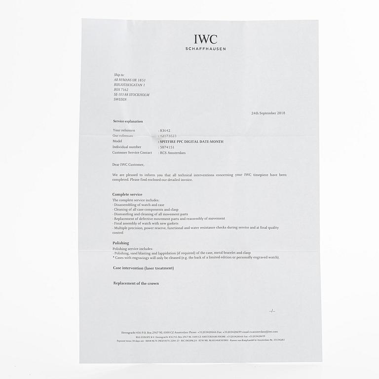 IWC, Pilot's Watch, Spitfire, Perpetual Calendar Digital Date-Month, ca 2012.