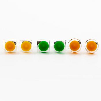 Siv Lagerström, three pairs of cufflinks, acrylic plastic, 1970s.