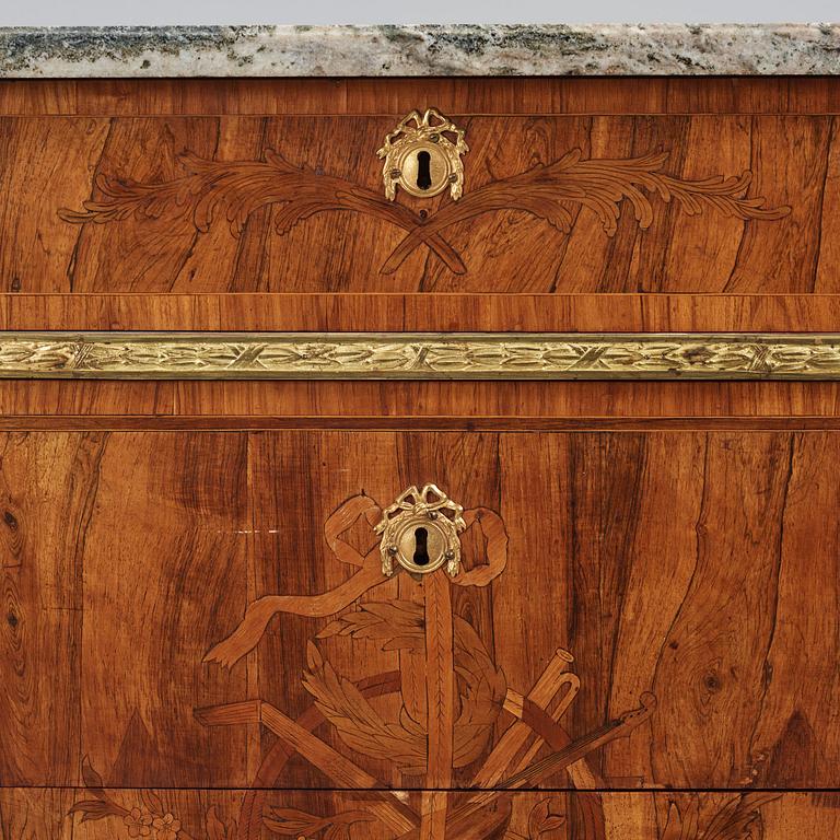 A Gustavian marquetry commode attributed to G. Foltiern (master in Stockholm 1771-1804).