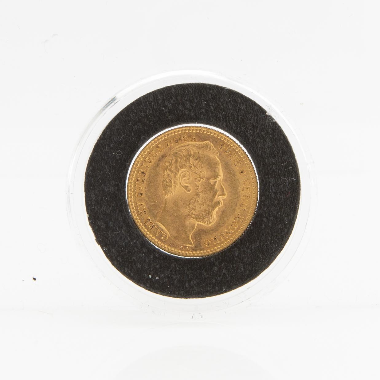 Guldmynt Sverige, Karl XV 1 Carolin 20 Francs, 1868.