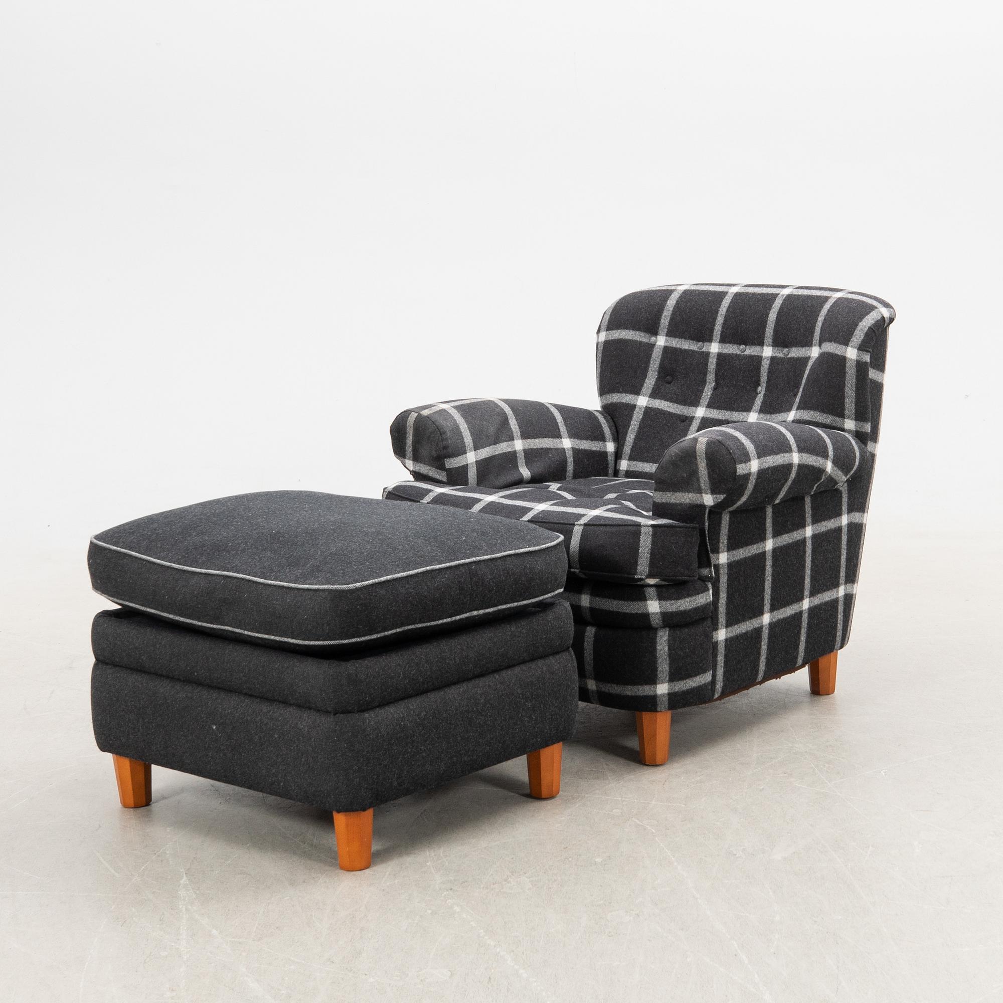 Josef Frank, armchair with footstool model no. 568 for the company Svenskt Tenn.