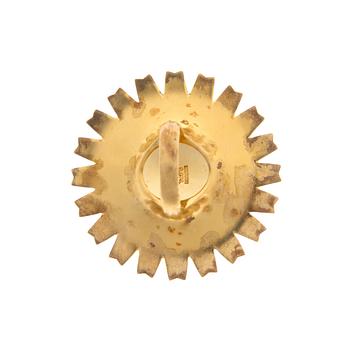 GEORG JENSEN, RING and NECKLACE, "Daisy", goldplated silver, white enamel.