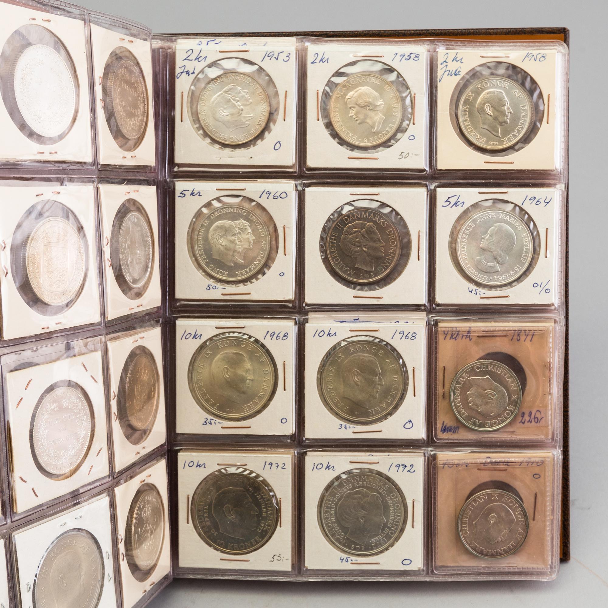SAMLING MYNT, 102 stycken, bland annat Sverige och Danmark, 1900-tal.