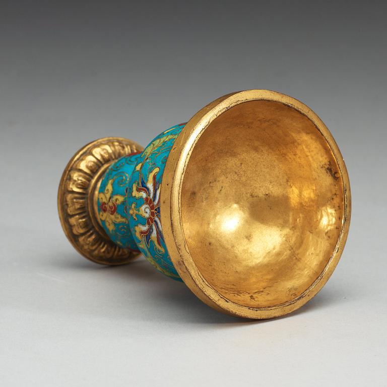 A gilt cloisonné libation cup, Qing dynasty, 18th Century.