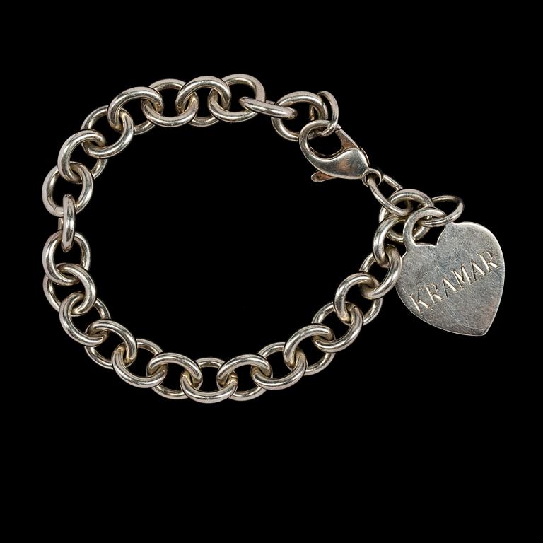 BRACELET, Tiffany & Co, silver, heart pendant.