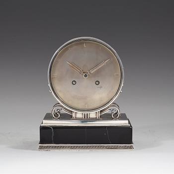 An Atelier Borgila sterling table clock, Stockholm 1948.