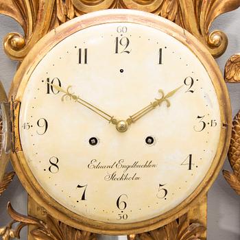 Väggpendyl signerad Eduard Engelbrechten, (verksam i Stockholm 1815-1845). Senempire.