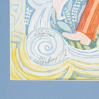 Mårten Andersson, färglitografi, 1990, triptyk, signerad 158/360.